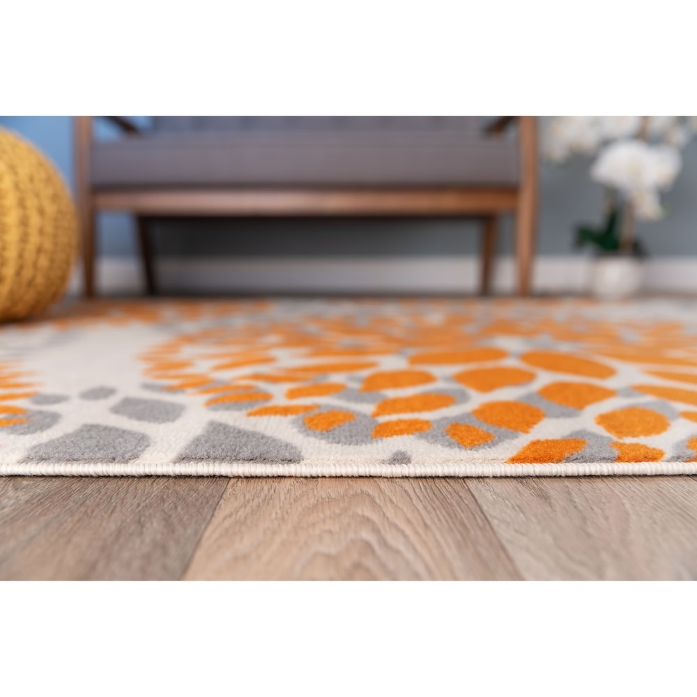 World Rug Gallery Modern Floral Circles Area Rug