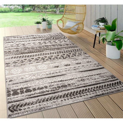 World Rug Gallery Modern Stripes Faded Geometric Indoor/Outdoor Area Rug