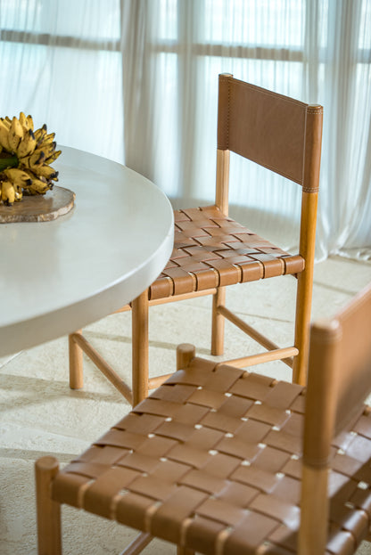 Numi Teak and Leather Dining Chair