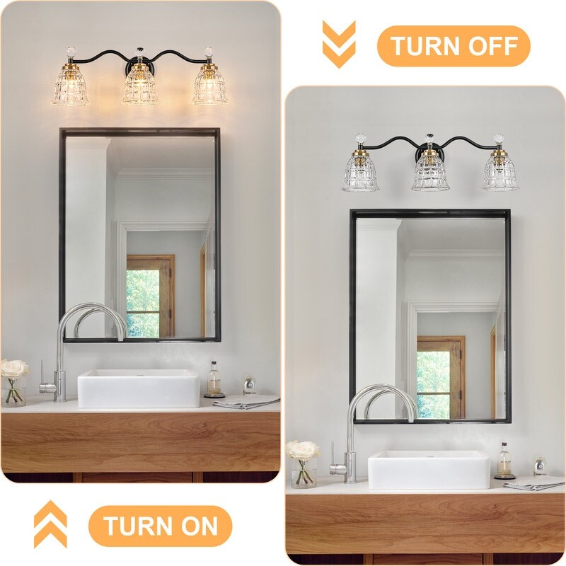 Ora Modern Dimmable Black Gold Bathroom Vanity Lights