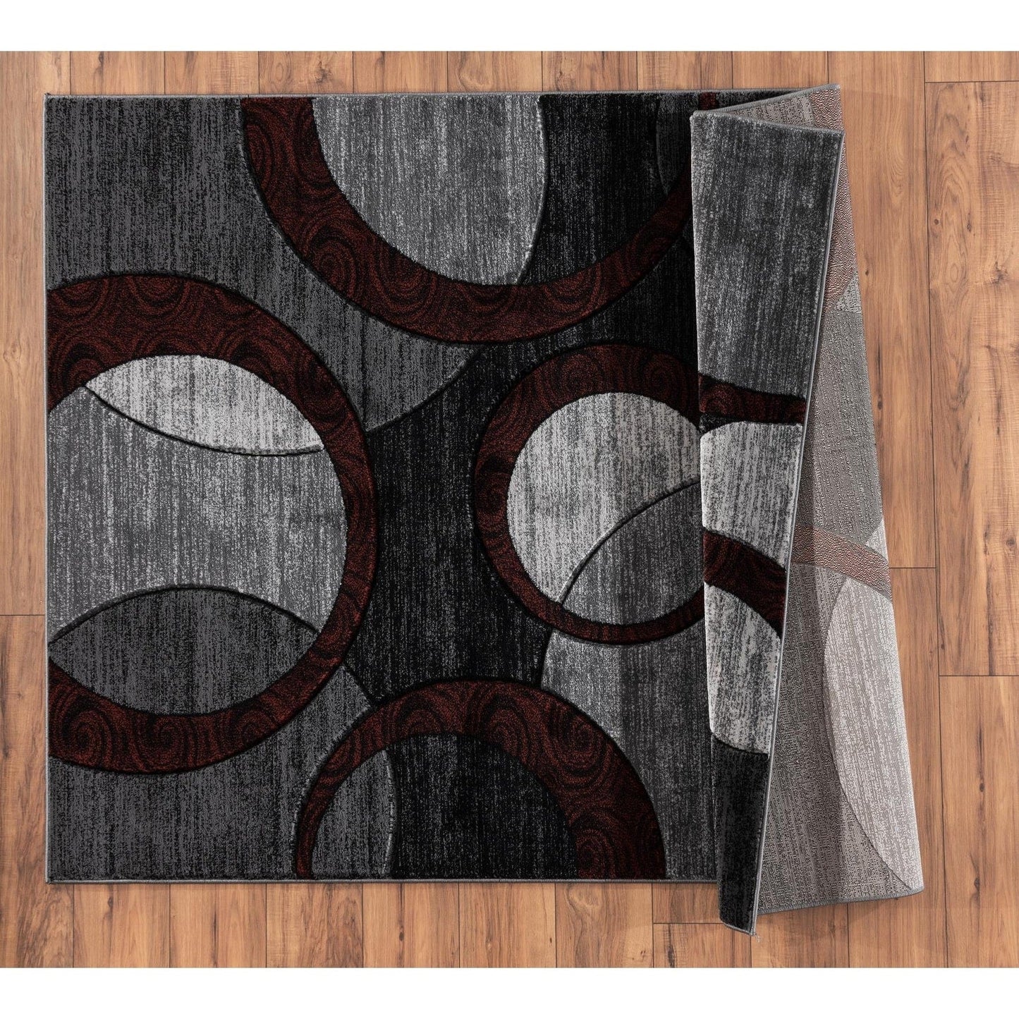 Orelsi Collection Abstract Geometric Circles Area Rug