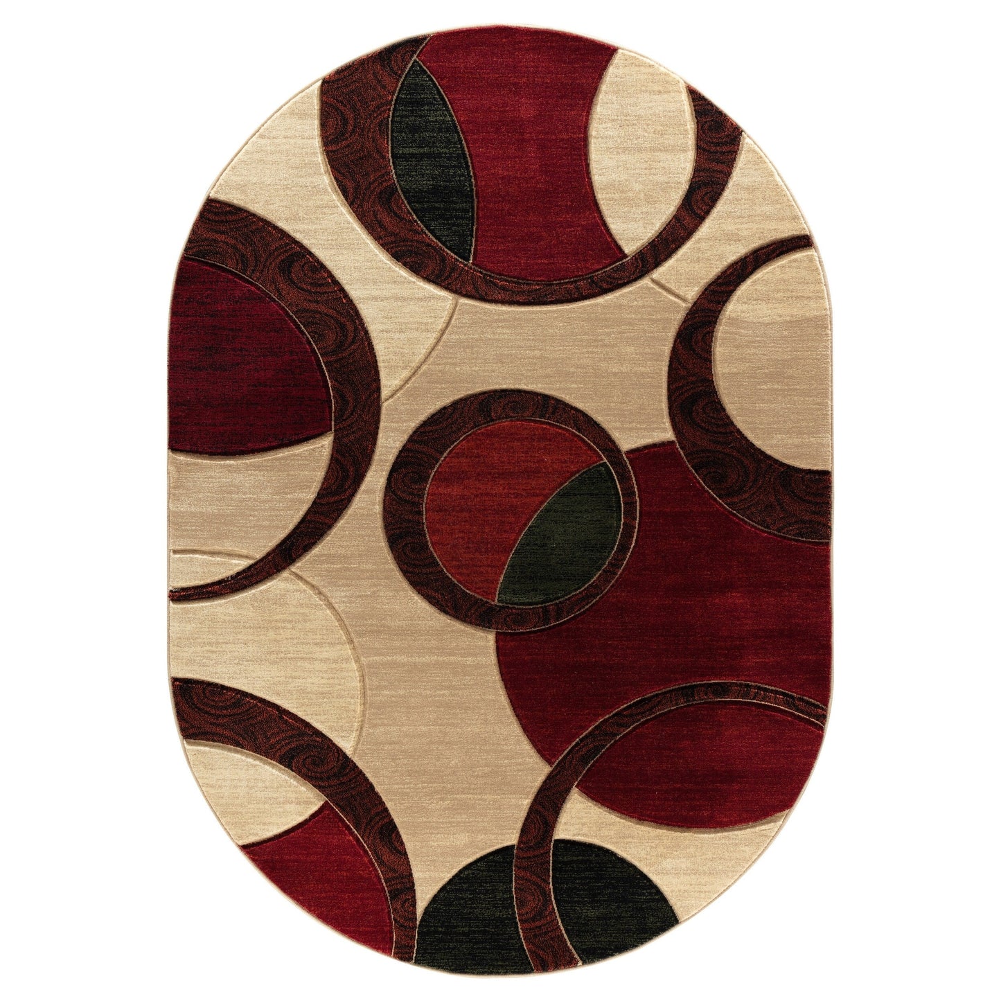 Orelsi Collection Abstract Geometric Circles Area Rug