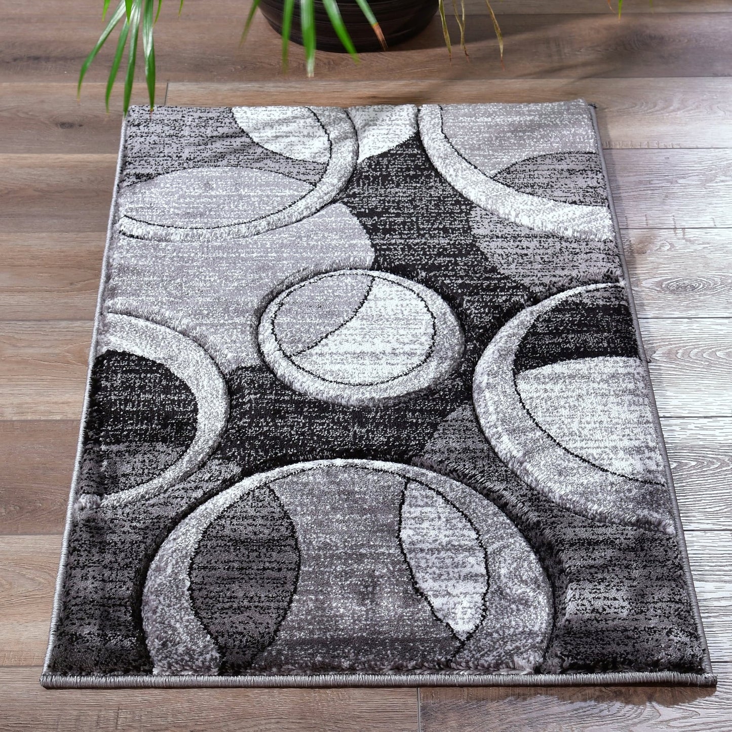 Orelsi Collection Abstract Geometric Circles Area Rug