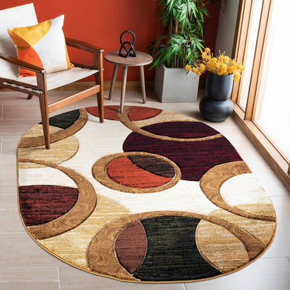 Orelsi Collection Abstract Geometric Circles Area Rug