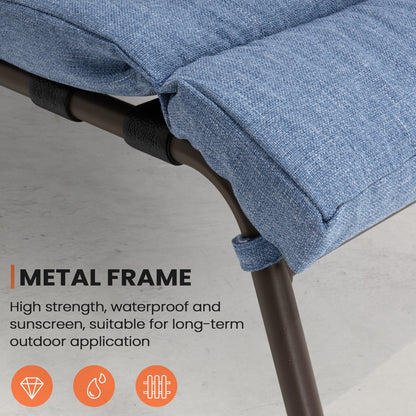 Outdoor Adjustable Patio Chaise Lounge Chair with Cushion Beach Poolside