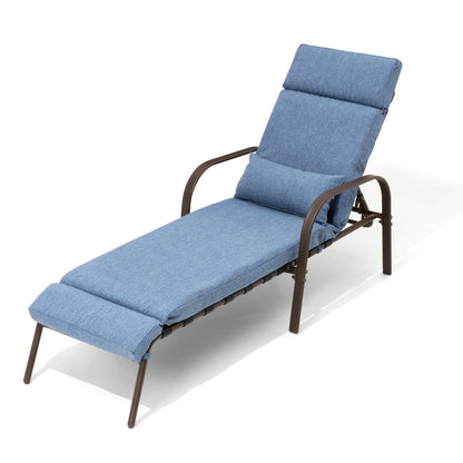 Outdoor Adjustable Patio Chaise Lounge Chair with Cushion Beach Poolside