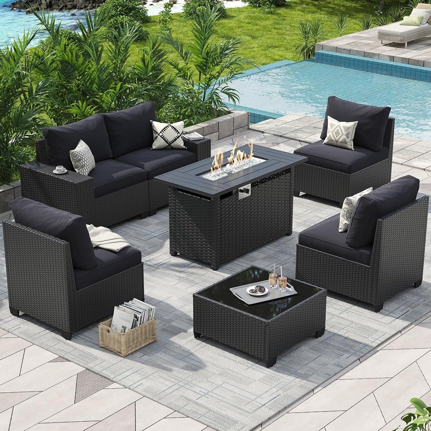 Outdoor Patio Furniture Sets with 4in Thicken Cushion