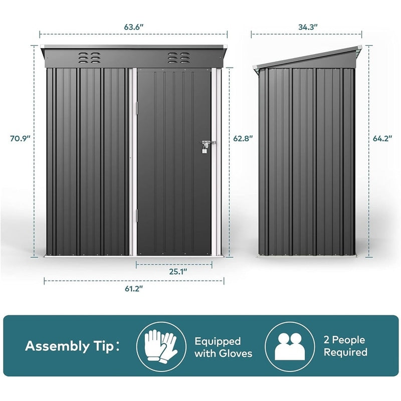 Outdoor Storage Metal Shed Garden Tool Shed with Lockable Door for Patio Furniture and Tools