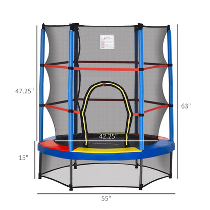 Outsunny 5' Diameter Kids Trampoline with Net for Indoors & Outdoors, Ages 3 to 6