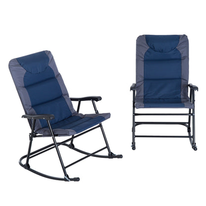 Outsunny Folding Rocking Chair Set with Padded Seat and Back, Pillow