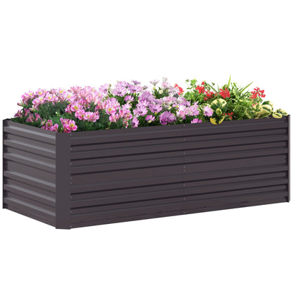 Outsunny Raised Garden Bed, 71 x 36 x 23 Galvanized Steel Planters for Outdoor Plants with Reinforced Rods
