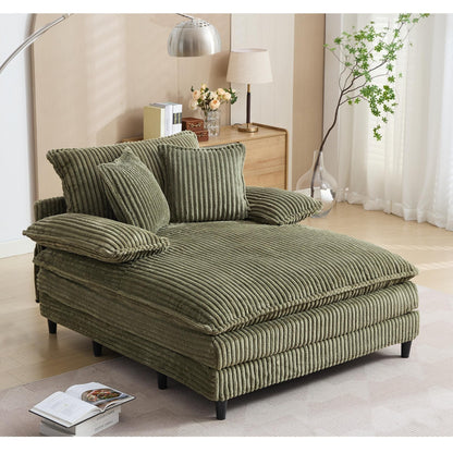 Oversized Chaise Lounge Fluffy Corduroy Sofa Bed Adjustable
