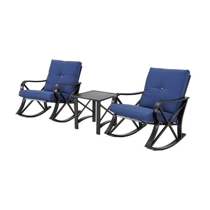 PATIO FESTIVAL 3-Piece Outdoor Rocker Conversation Set w/ Cushions