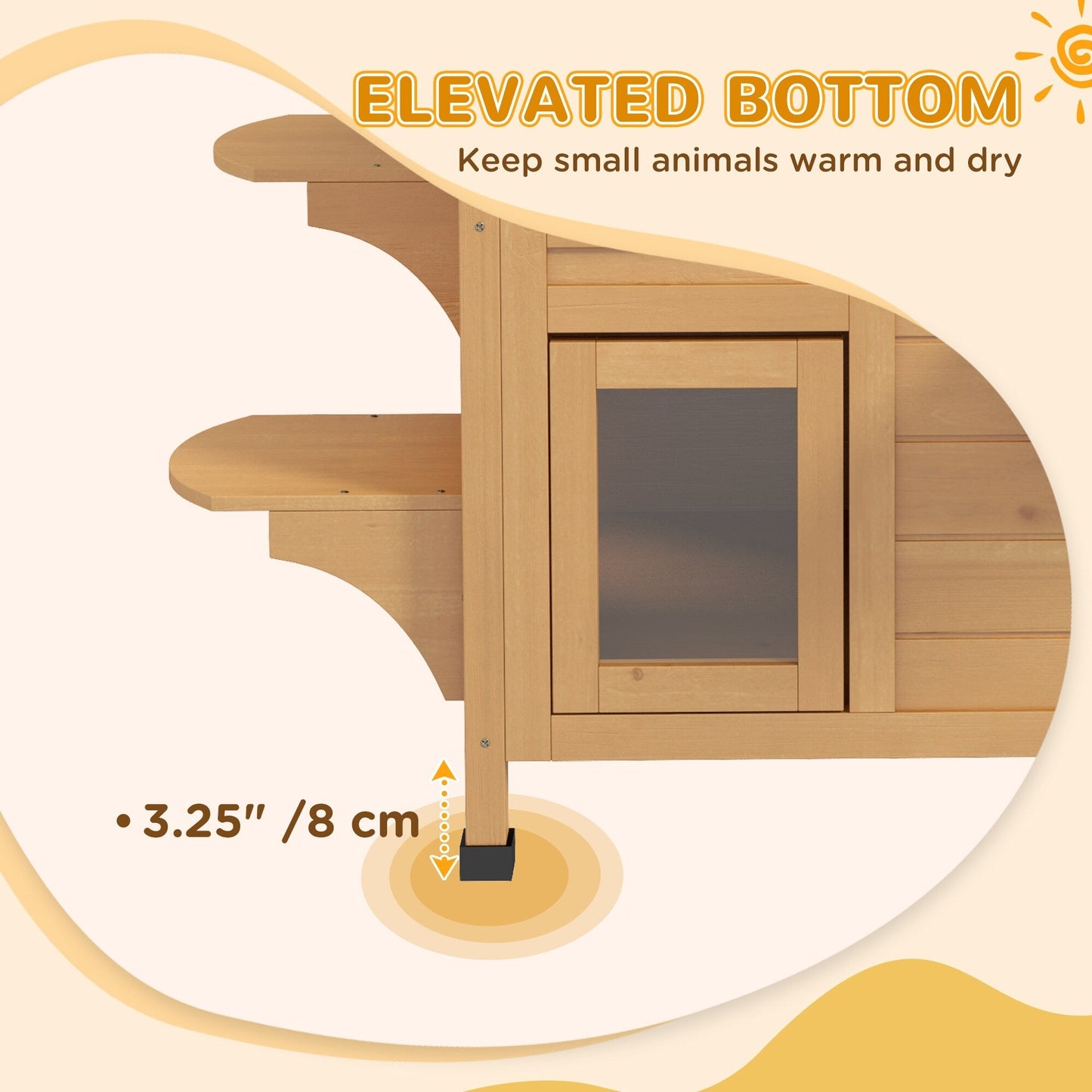 PawHut Fir Wood 2-Story Outdoor Cat House, Wooden Feral Cat Shelter with Openable Asphalt Roof for Indoor/Outdoor, White / Grey