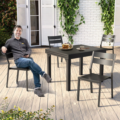 Pellebant 5/7/9-piece Aluminum Outdoor Dining Set Expandable Table and Stackable Chairs