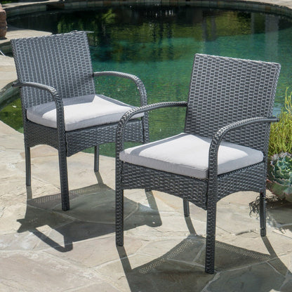 Peterson Outdoor 3-piece Wicker Bistro Set with Cushions by Christopher Knight Home