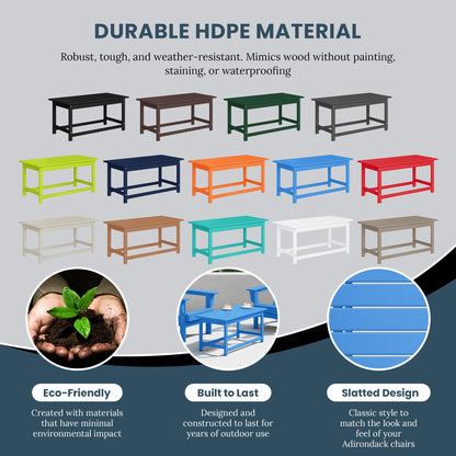 Polytrends Laguna Hdpe All Weather Outdoor Patio Rectangular Coffee Table