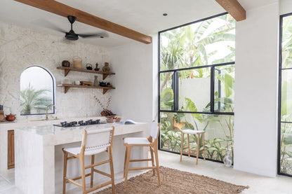 Lily Tight Woven Rattan Teak Counter Stool