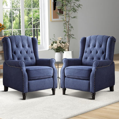 Pushback Recliner Chair, Fabric Armchair Push Back Recliner with Rivet Decoration, Single Sofa Accent Chair