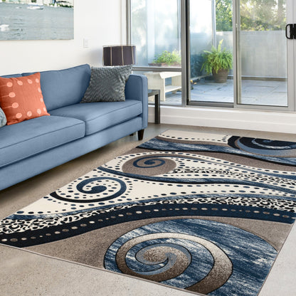 Rhodes Collection Abstract Swirl Area Rug