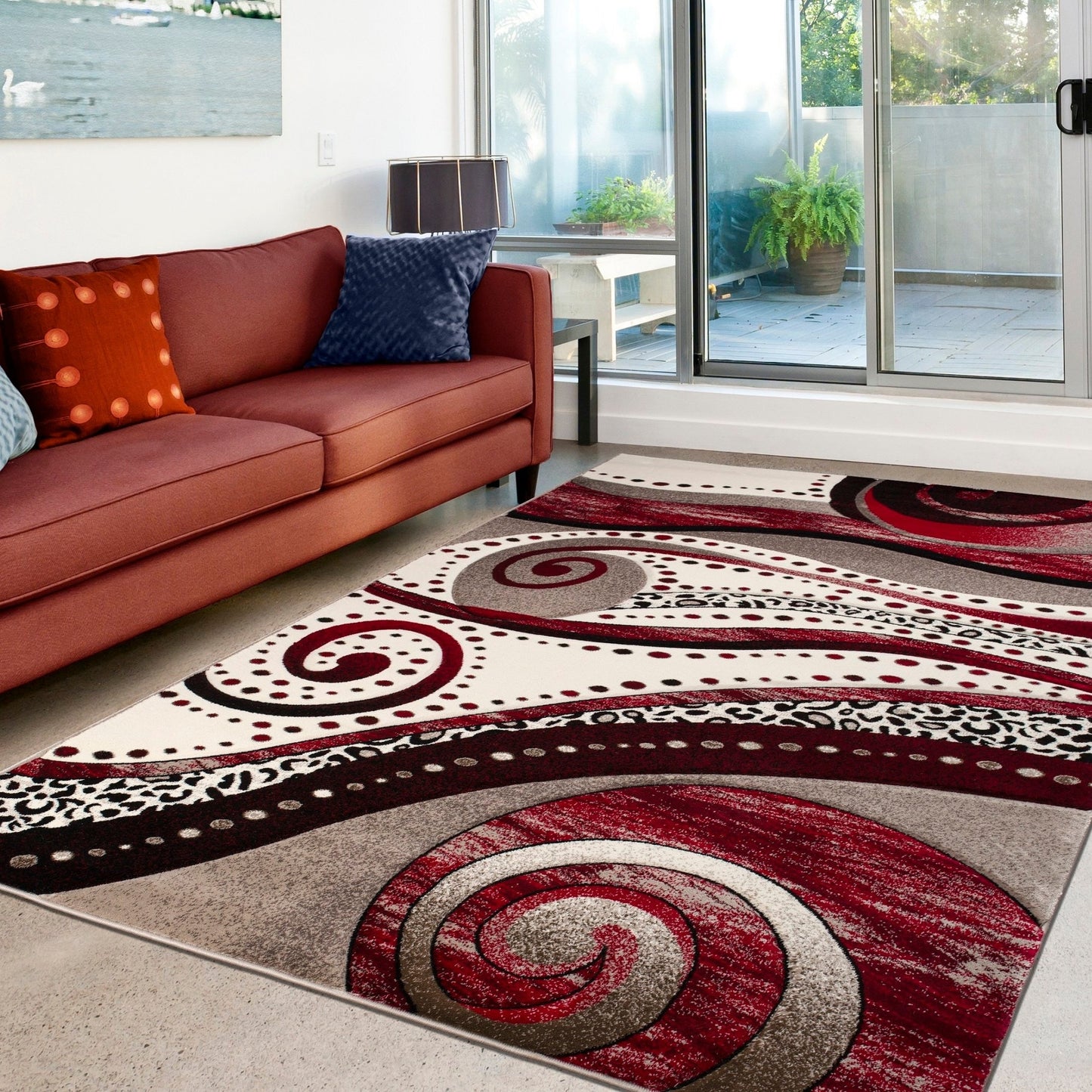 Rhodes Collection Abstract Swirl Area Rug