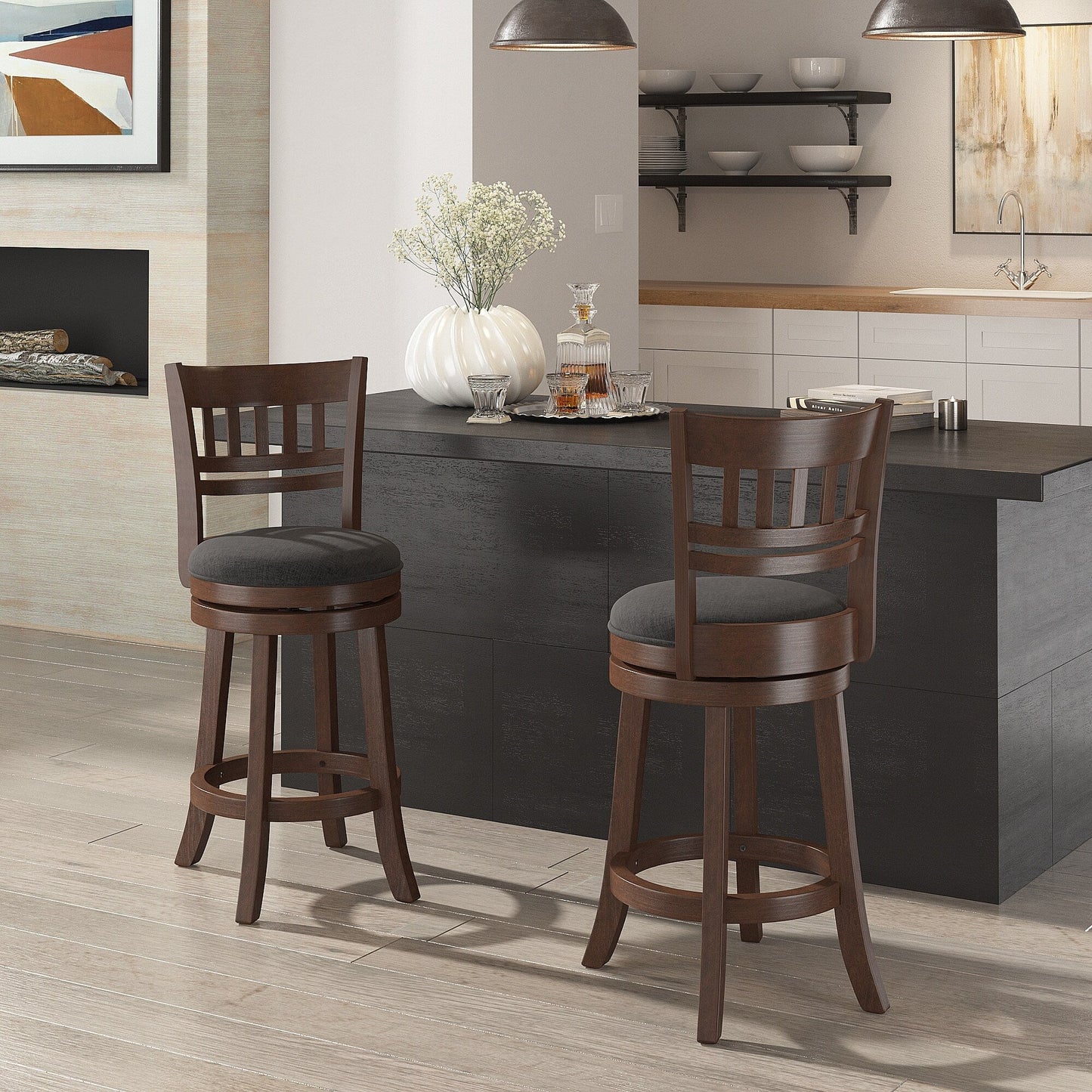 Rovinj Lattice Back 24H Swivel Counter Height Stool