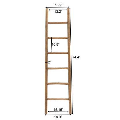 Rustic Natural Wood 6ft Decorative Blanket Ladder - 74.4 H x 18.9 W x 2 D