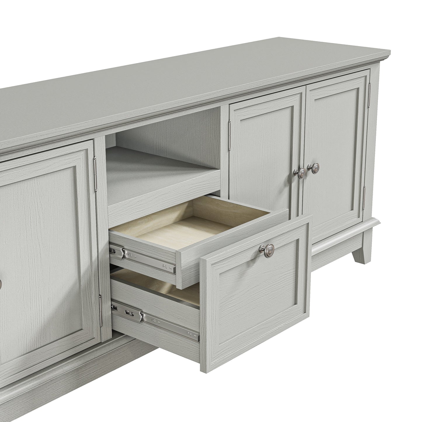 Rustic 72-Inch TV Stand with Adjustable Shelves, Hidden Storage - 72 in Width