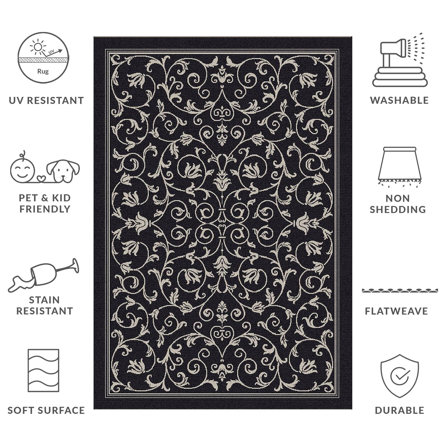 SAFAVIEH Courtyard Miljeta Indoor/ Outdoor Waterproof Patio Backyard Rug