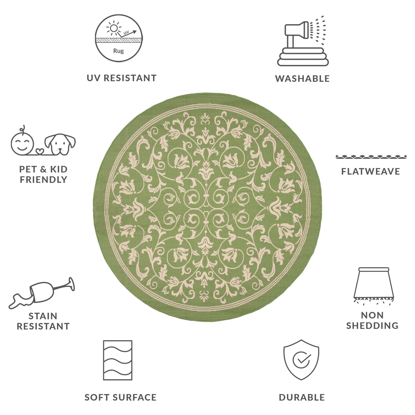 SAFAVIEH Courtyard Miljeta Indoor/ Outdoor Waterproof Patio Backyard Rug