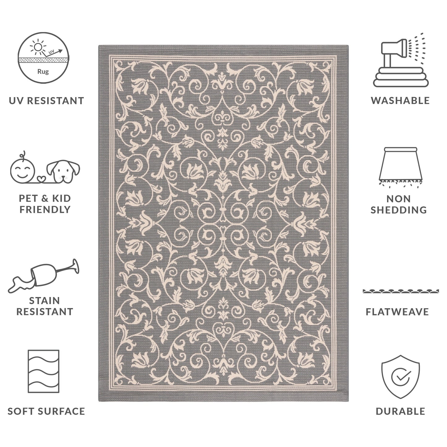 SAFAVIEH Courtyard Miljeta Indoor/ Outdoor Waterproof Patio Backyard Rug