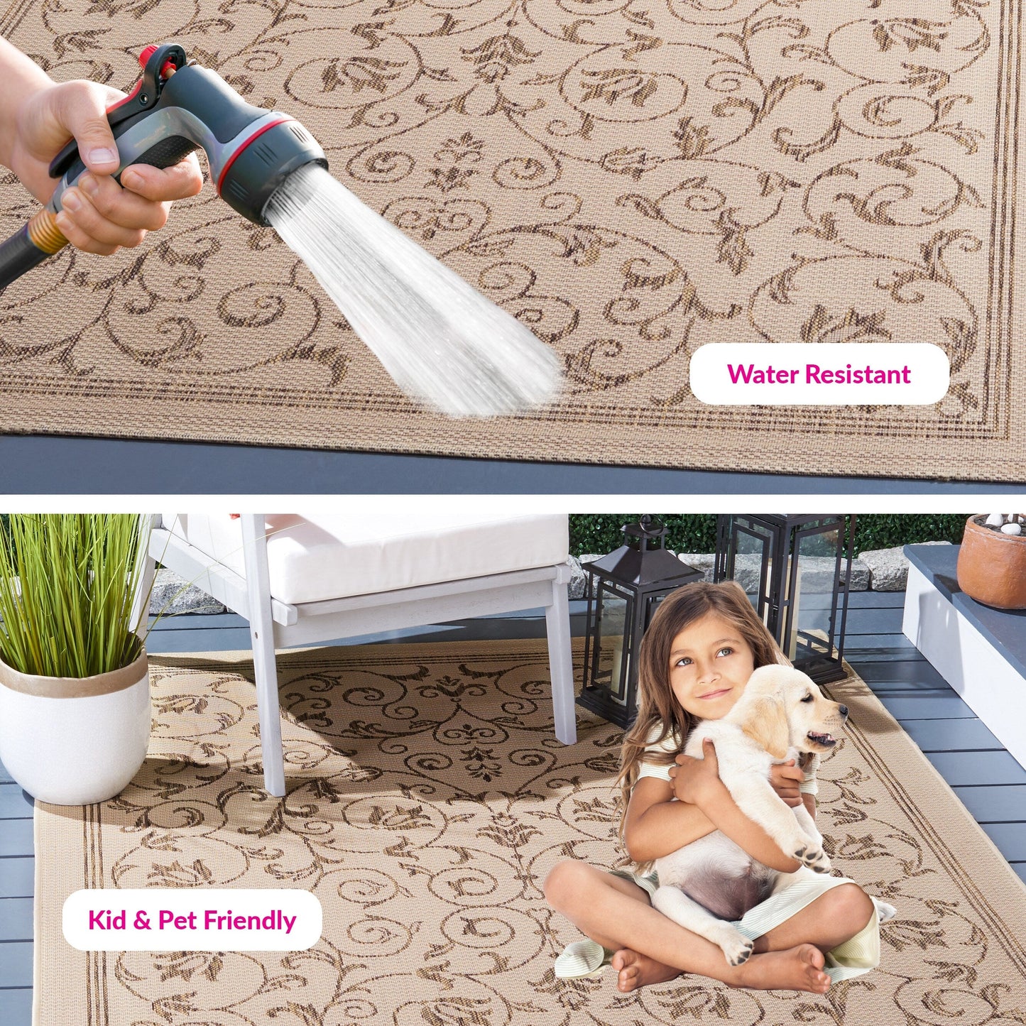 SAFAVIEH Courtyard Miljeta Indoor/ Outdoor Waterproof Patio Backyard Rug