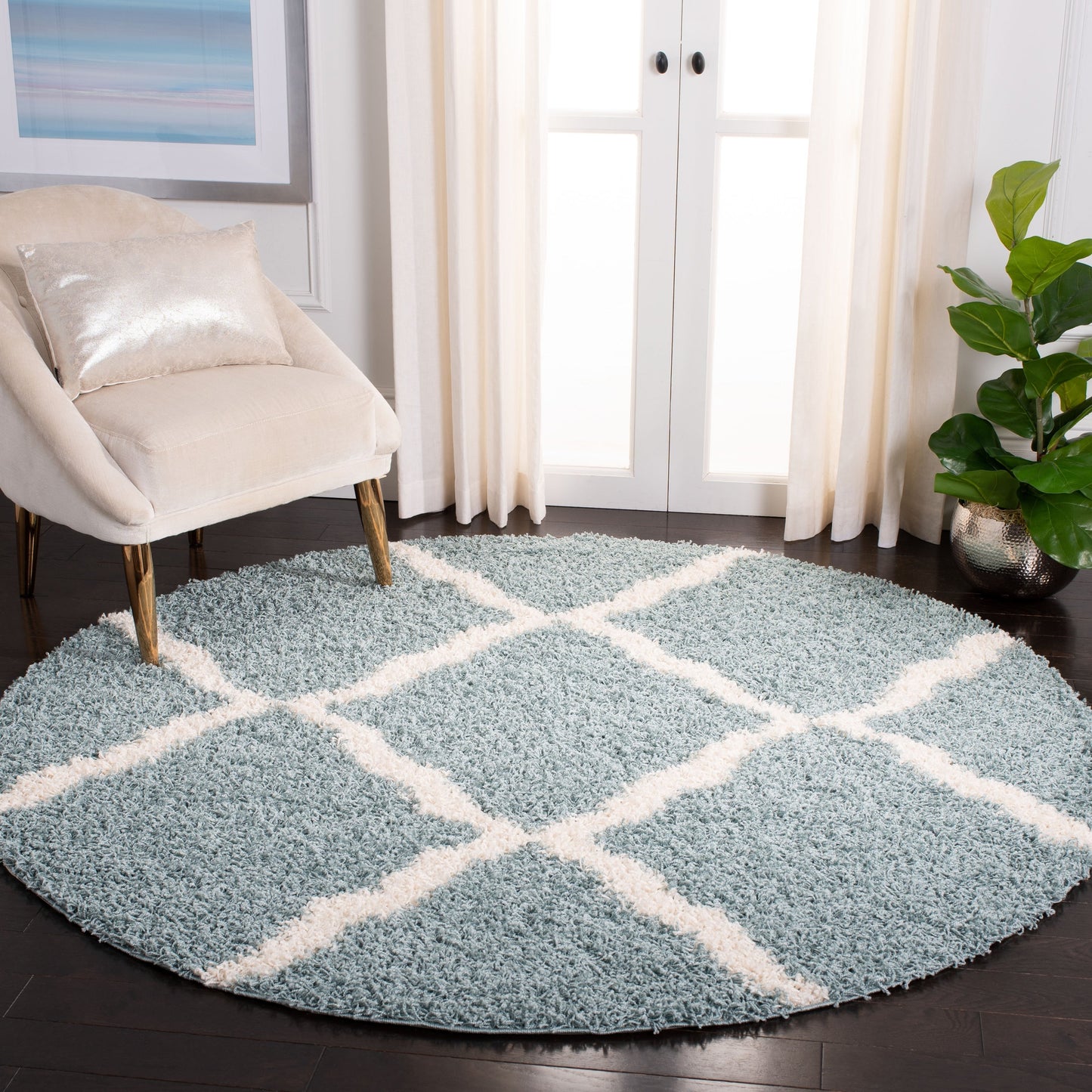 SAFAVIEH Dallas Shag Darina Trellis 1.5-inch Thick Rug