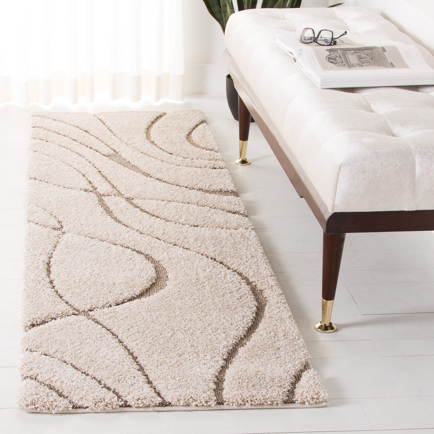 SAFAVIEH Florida Shag Staka Abstract Waves 1.2-inch Area Rug