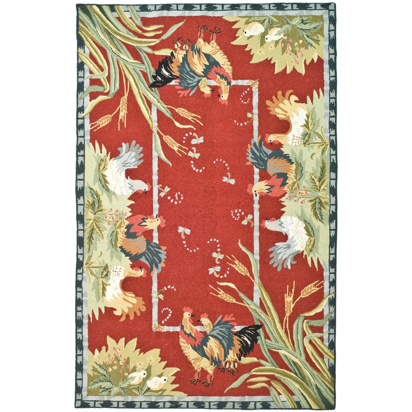 SAFAVIEH Handmade Chelsea Yauheniya French Country Rooster Wool Rug