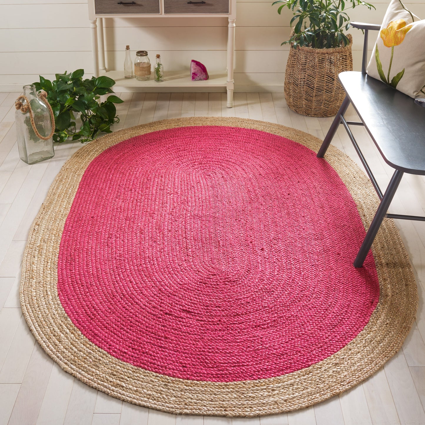 SAFAVIEH Handmade Natural Fiber Jolette Bordered Round Jute Rug