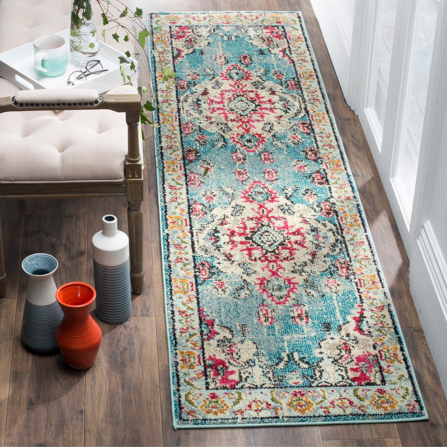 SAFAVIEH Monaco Oceane Boho Medallion Distressed Area Rug