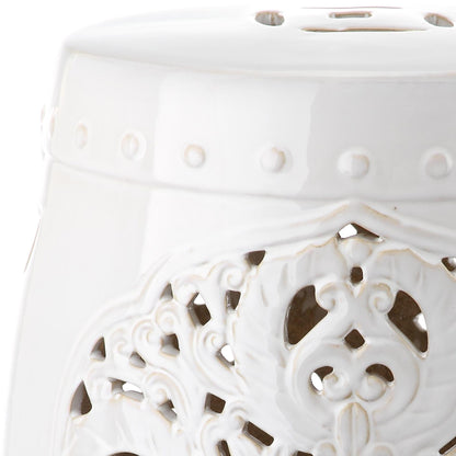 SAFAVIEH Sharareh Antique White Ceramic Decorative Garden Stool