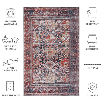 SAFAVIEH Tucson Machine Washable Slip Resistant Eldora Traditional Rug