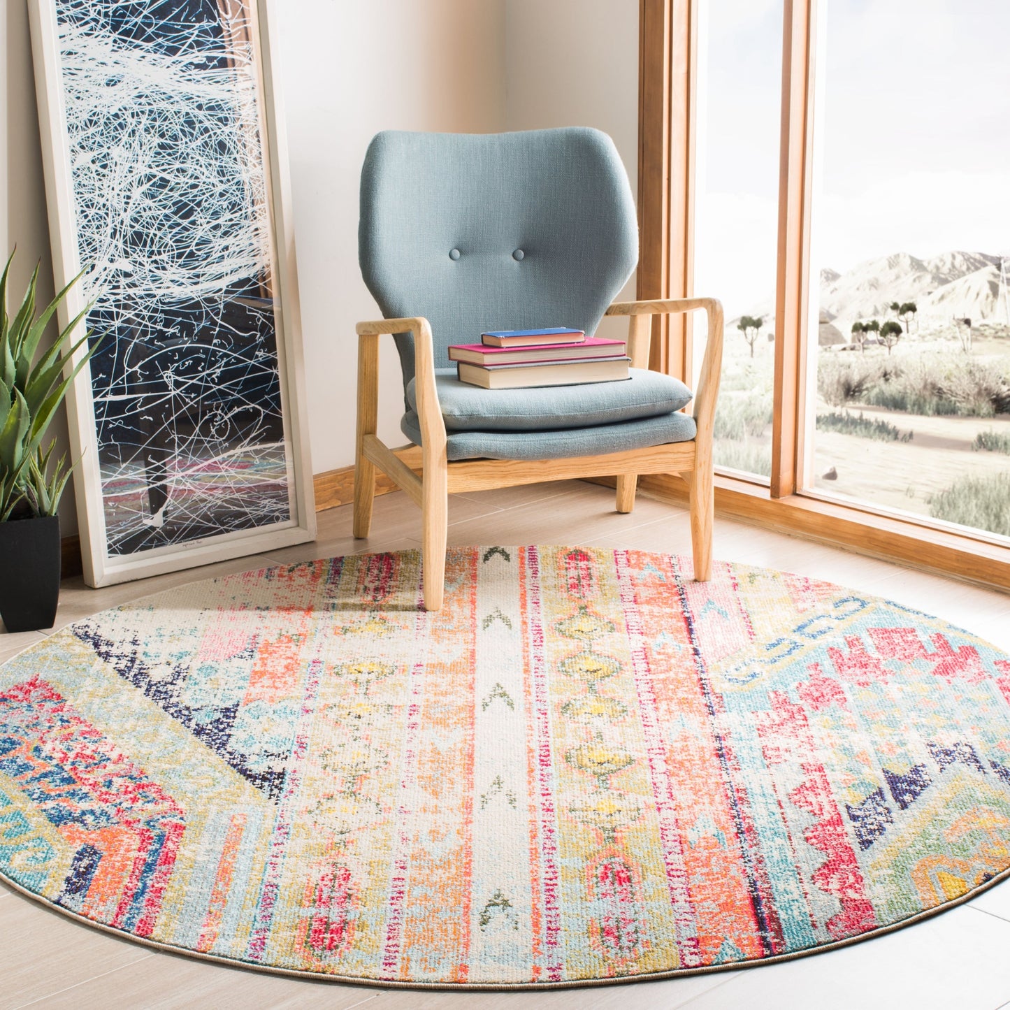 SAFAVIEH, Madison Sonya Abstract Boho Distressed Rug