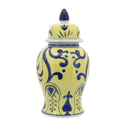 Sagebrook Home Patterned Eclectic Temple Jar with Lid