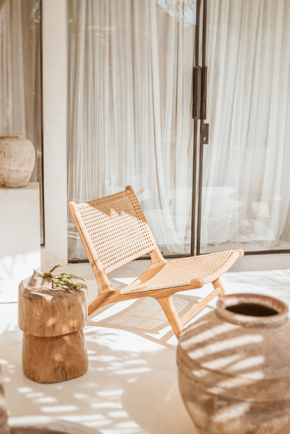 Salma Teak and Rattan Lounge Chair