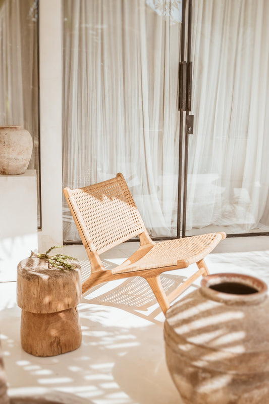 Salma Teak and Rattan Lounge Chair