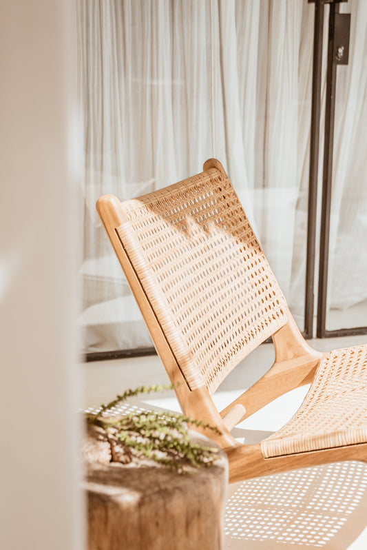 Salma Teak and Rattan Lounge Chair