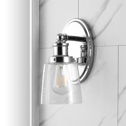 Sandrine 3-Light Iron/Seeded Glass Classic Cottage LED Vanity Light, by JONATHAN Y