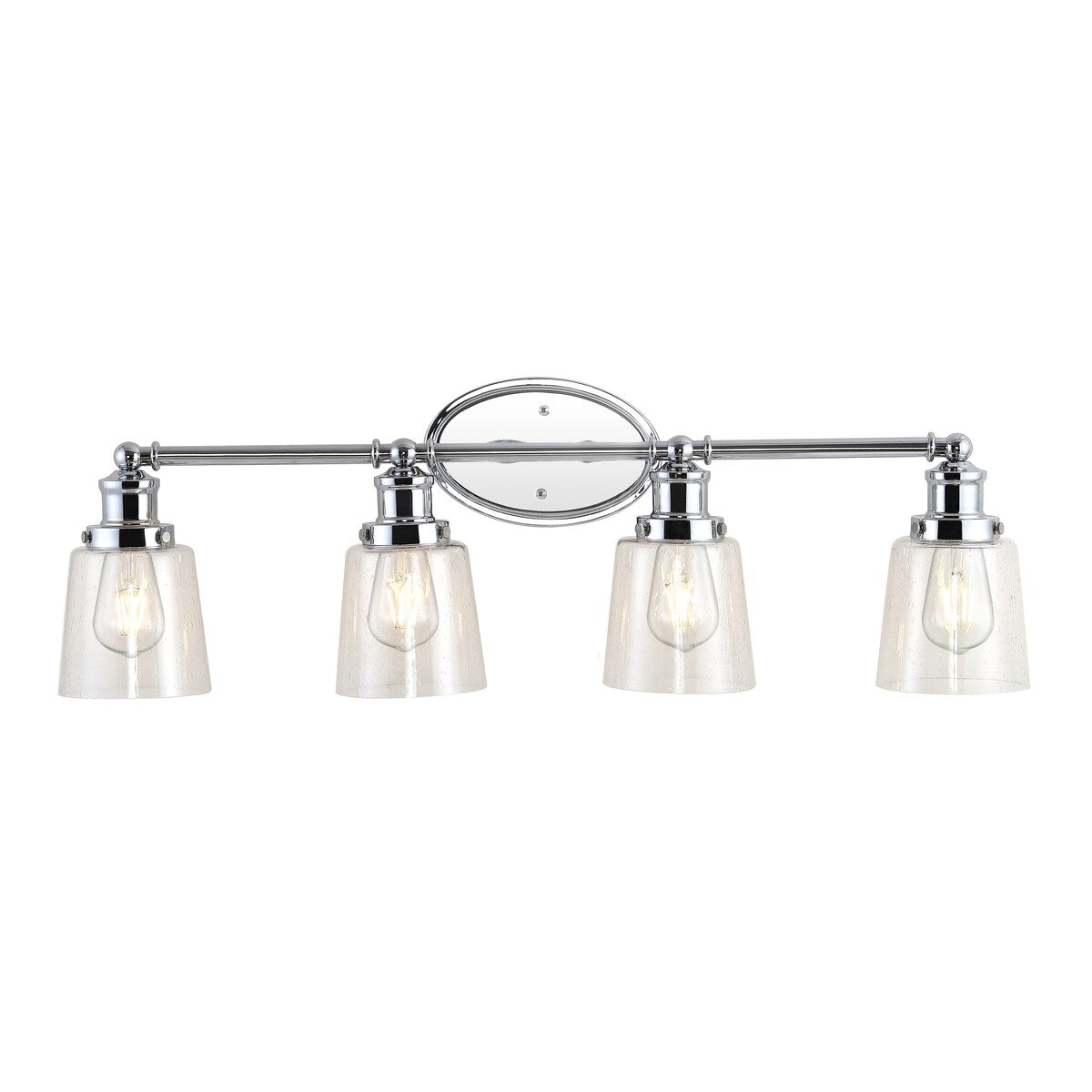 Sandrine 3-Light Iron/Seeded Glass Classic Cottage LED Vanity Light, by JONATHAN Y