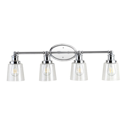 Sandrine 3-Light Iron/Seeded Glass Classic Cottage LED Vanity Light, by JONATHAN Y