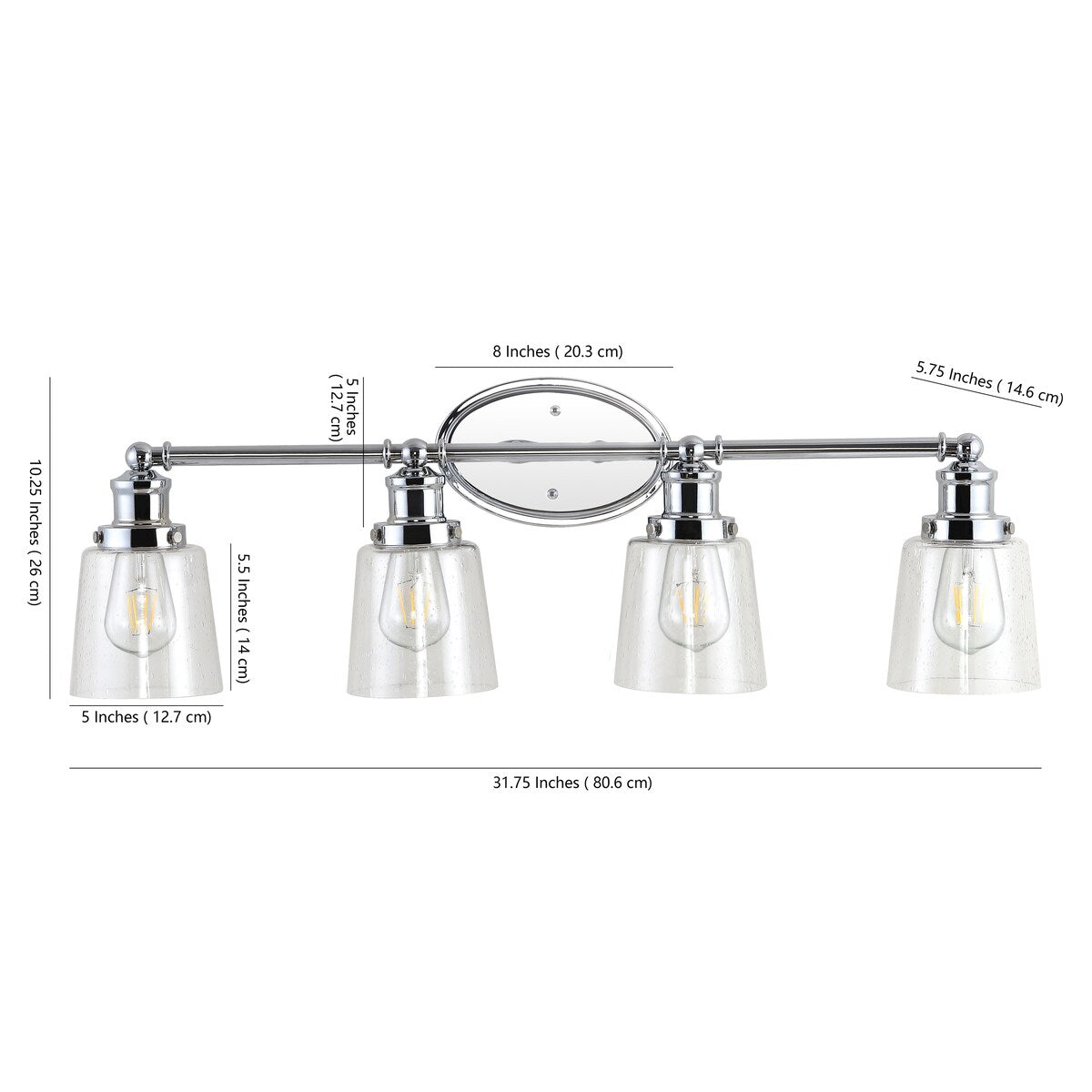 Sandrine 3-Light Iron/Seeded Glass Classic Cottage LED Vanity Light, by JONATHAN Y
