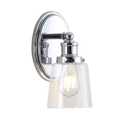 Sandrine 3-Light Iron/Seeded Glass Classic Cottage LED Vanity Light, by JONATHAN Y