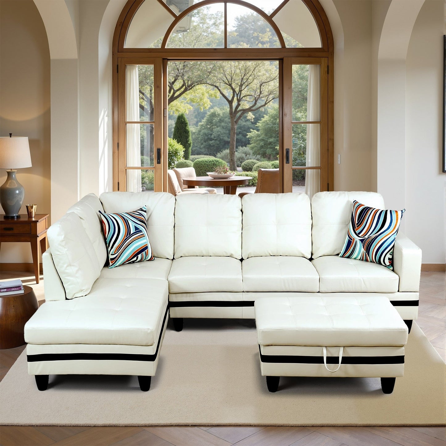 Semi PU Synthetic Leather 3-Piece Couch Living Room Sofa Set